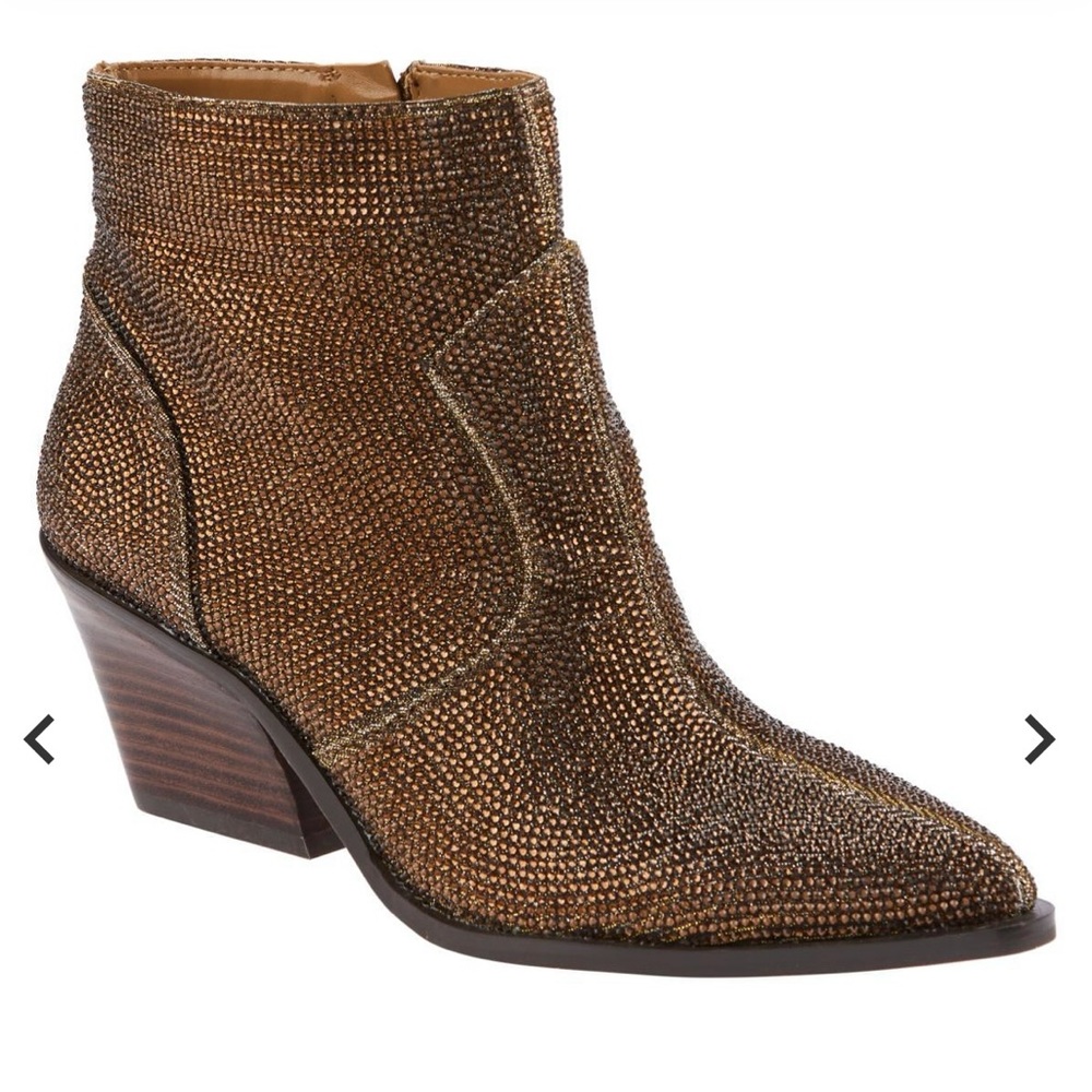 JESSICA SIMPSON ZALOR RHINESTONE WESTERN BOOTIE - SIZE 8-1/2W NWOB